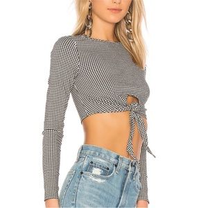 LPA tie front gingham top XXS